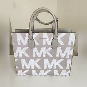 MK Michael Kors White/Grey Everly Tote and Wallet BNWT